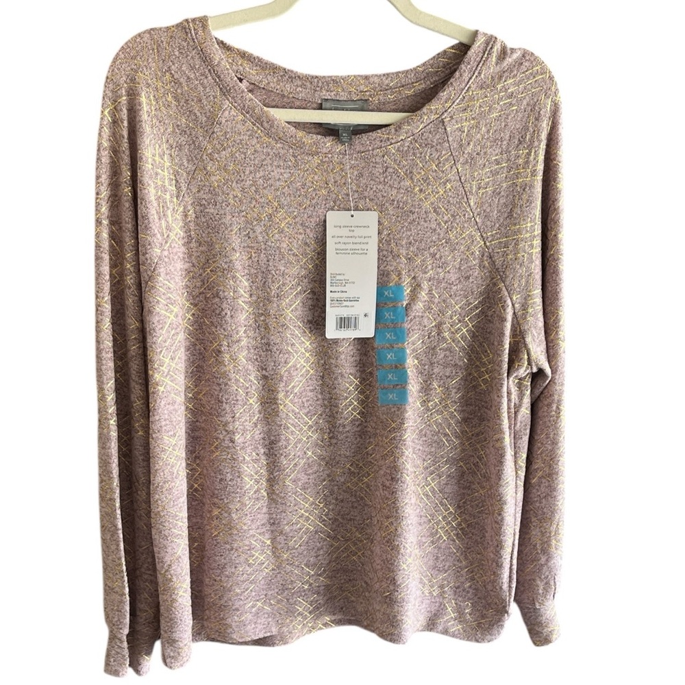 #2936 NWT BERKLEY JENSEN Dusty Pink and Heather Gold Patterned Top